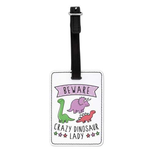 Beware Crazy Dinosaur Lady Visual Luggage Tag Suitcase Bag Funny T Rex Mum Mummy - Picture 1 of 1