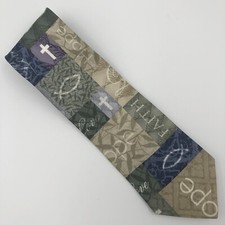 Eagles Wings Men  s Tie Christian Faith Hope Green Purple Blue Leaves Jesus Fish