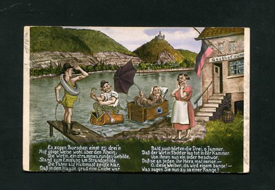 Funny card with text, circa 1930, art card, comic, Germany »