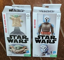 Lot of 2 Disney Star Wars: GROGU w/HOVER PRAM & BO-KATAN Figures (2022)