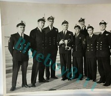 Officers On Cruiser HMS Blake posing with A Trophy 8.5 x 6.5 Inch