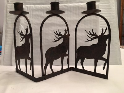 Deer/Elk Candleholder- 11''x8'' Cabin Or Wildlife Theme