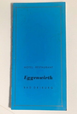 60/70er ''Hotel Restaurant EGGENWIRTH'' - BAD DRIBURG Speisekarte RAR!