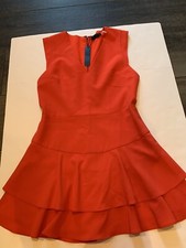 ALICE & OLIVIA NWT Sz 10 Red Sleeveless Ruffle Hem Dress Orig $285
