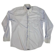 Club Room Men's Iron Free Dress Shirt 16 34/35 Blue White 100 Cotton