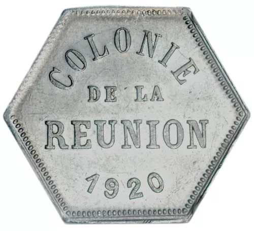 REUNION (French Colonial) Aluminum 25 Centimes Token 1920 NGC MS61 Rare