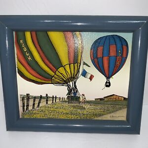 Hot Air Balloons H Hargrove Painting Serigraph On Canvas Vintage