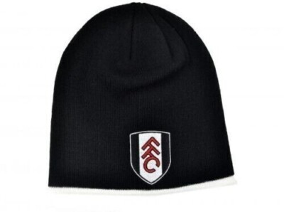 FULHAM FC SCHWARZE MÜTZE - ROLL DOWN BEANIE FOOTBALL CLUB NEU OFFIZIELL LIZENZIERT