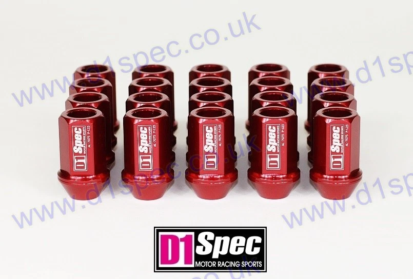 D1 SPEC RACING WHEEL NUTS RED P1.25 FITS SUBARU 350Z 200SX SKYLINE R33 SWIFT - Image 3 of 3