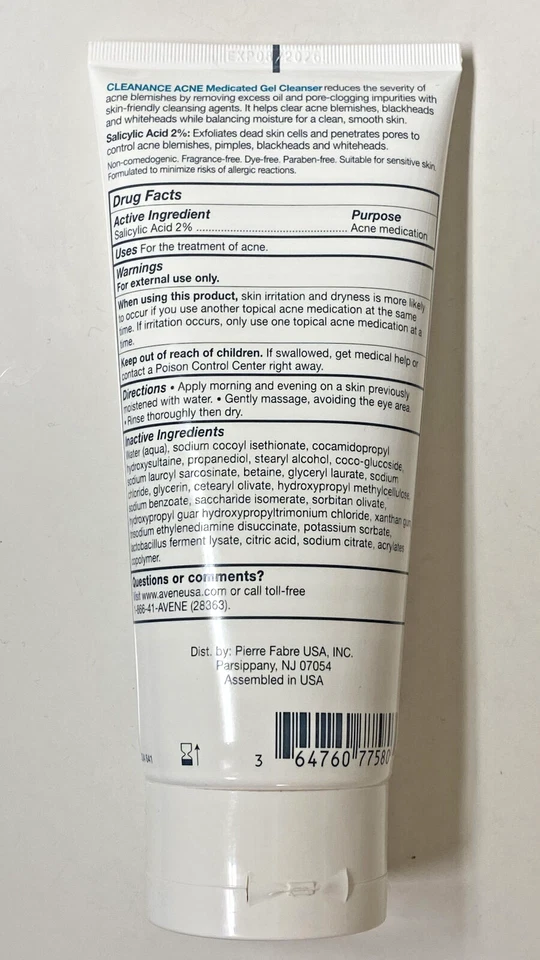 Gel limpiador medicado para acné AVENE CLEANANCE 200 ml 6,7 fl oz NUEVO SELLADO Foto 2 de 2