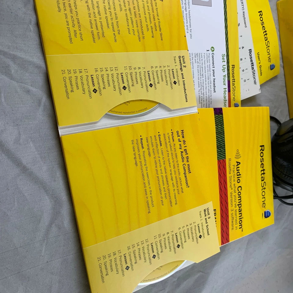 ROSETTA STONE LEVELS 1-2 FRANCAIS / FRENCH 5 CD & USB HEADPHONES BOX SET USED - Image 4 of 4