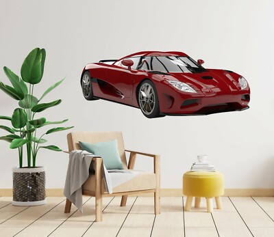 3D Rot Schön M042 Auto Wallpaper Wandbild Poster Wandaufkleber Transport Zo