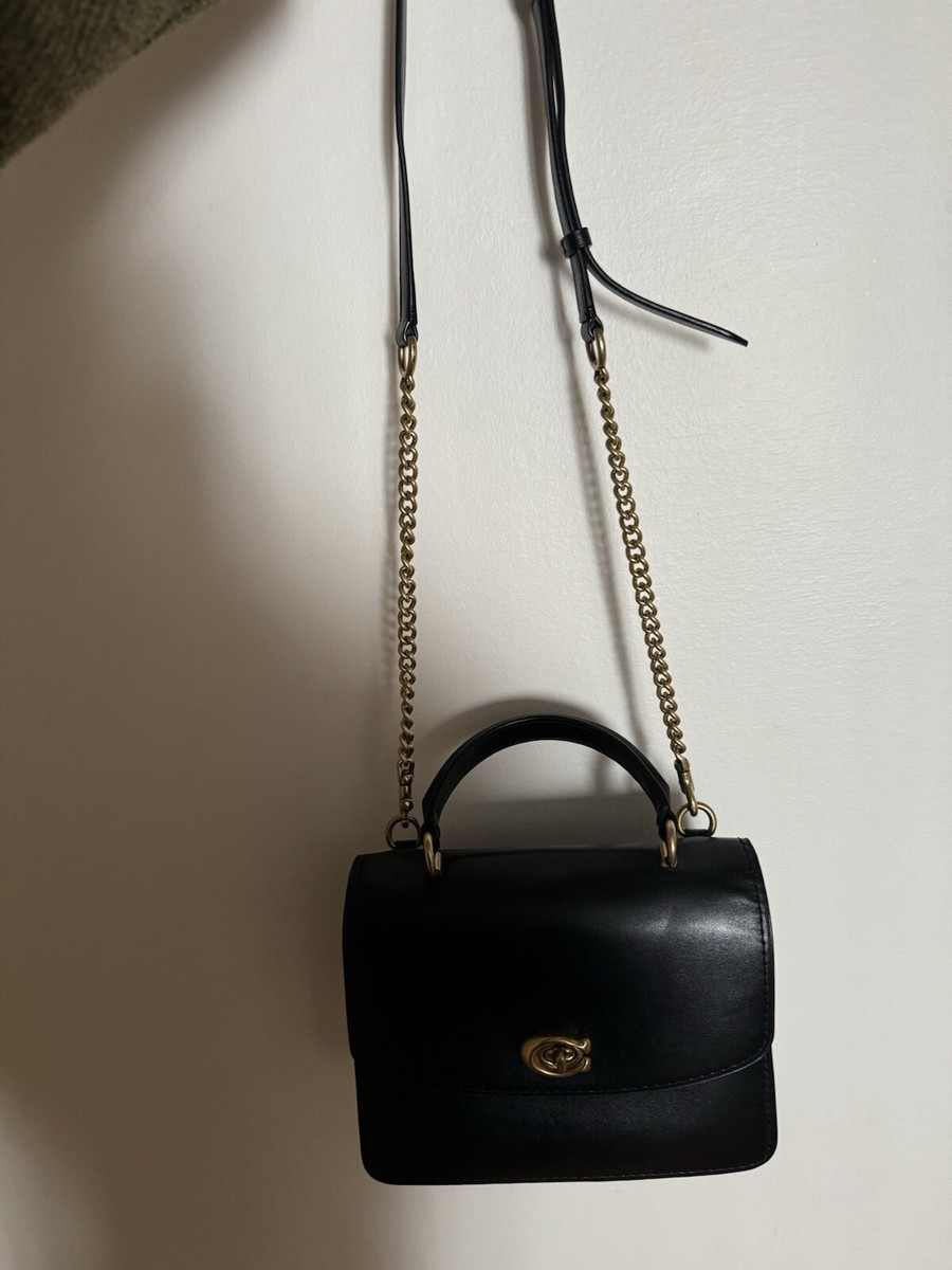 Coach Parker Top Handle Bag, Black Leather, Crossbody bag