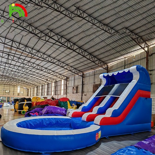 24x13Ft Giant Inflatable Water Slide Blue Wave Commercial PVC with 1100W Blower - Picture 8 of 14
