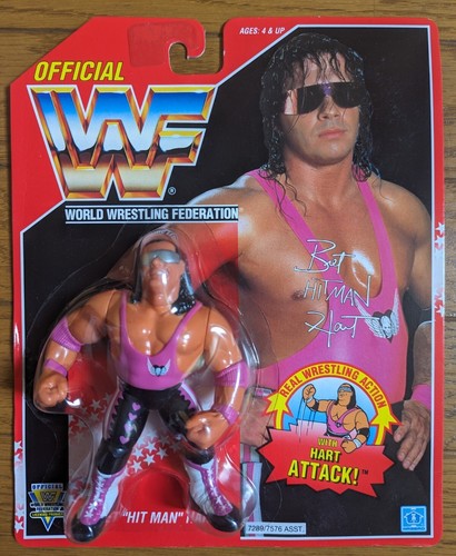 WWE WWF Hasbro Bret  hitman hart red card Wrestlin...