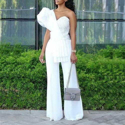 Women's Jumpsuit Elegant White Slim Fit 
