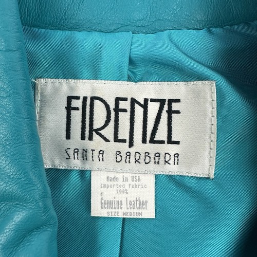 VTG Firenze Santa Barbara Turquoise Studded Beaded Genuine Leather Jacket L/S - Picture 4 of 16