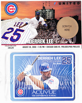 Chicago Cubs Acuvue Baseball Card #25 Derrek Lee + United collectors card lot 2