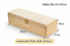 Holzkiste für 1 Flasche Wein mit Holzwolle! Ideal als Geschenk zu jedem Anlass!