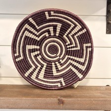 Rwandan Hand Woven Round Brown Traditional Basket 9” Across Africa NWT