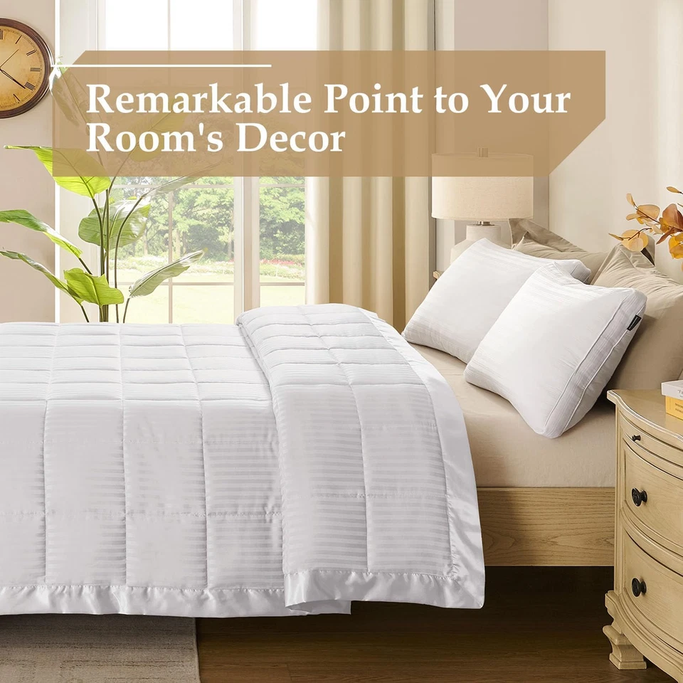 King Size Blanket with Satin Trim, Lightweight down Alternative King Blanket for - Image 3 of 4