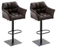 2Er Set Barhocker Damaso Kunstleder Schwarz Braun