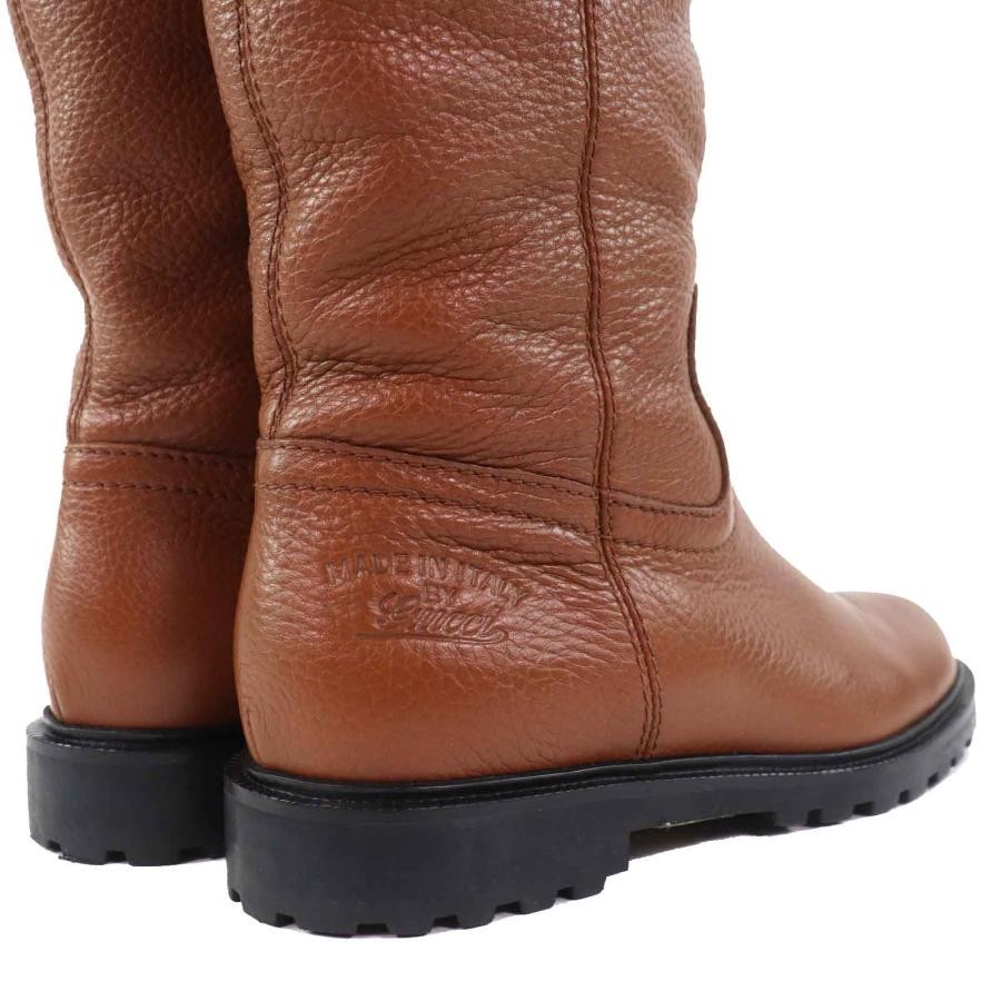 GUCCI Women's Long Round-Toe Leather Boots Size:35/JP:22 Brown 141197K Authentic thumbnail 7