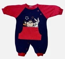 Vintage 1999 Baby Looney Tunes 9 M Romper/Jumpsuit Bugs Bunny Taz Daffy Duck