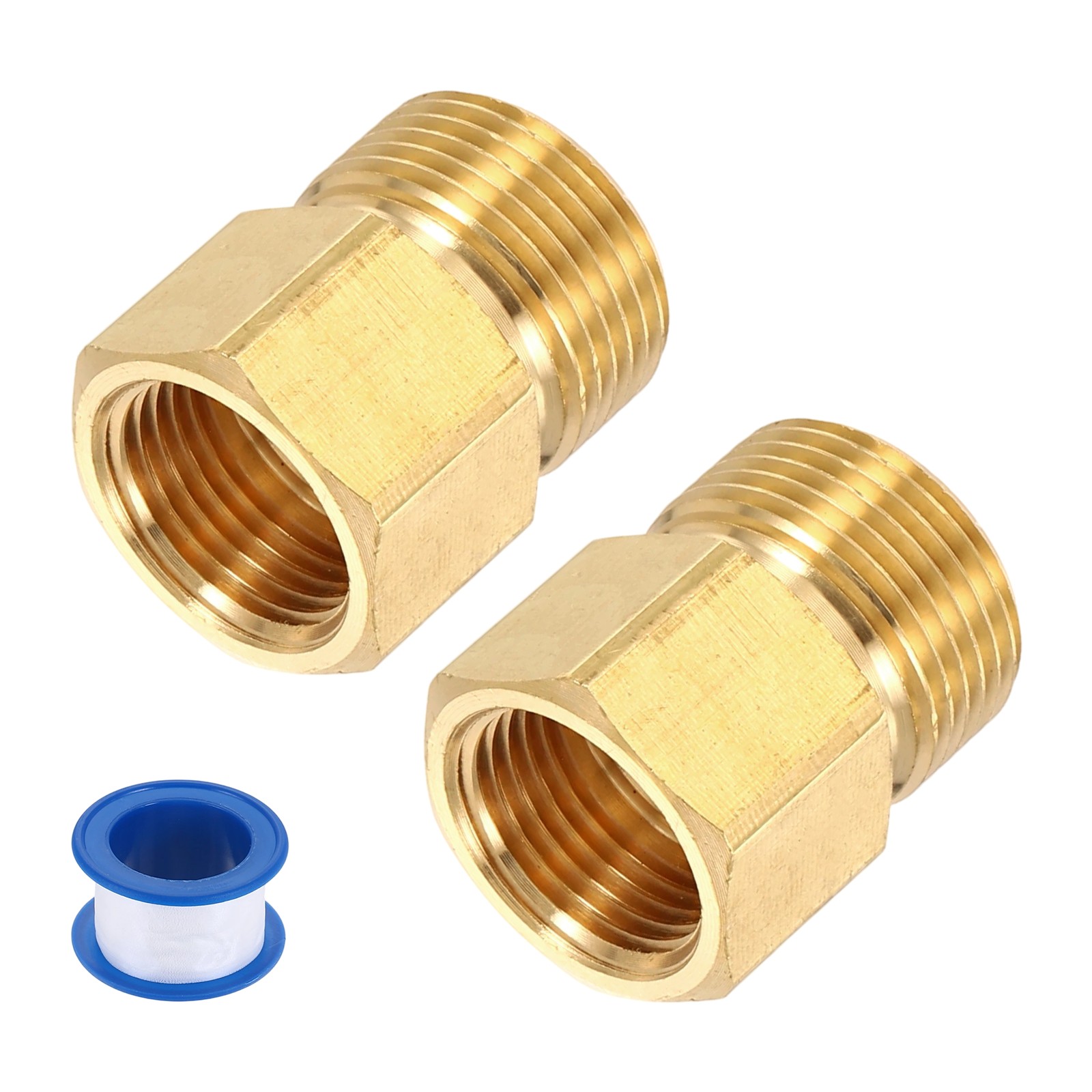 2Pcs Pressure Washer Adapter with Tape, M18 Female to M22 14