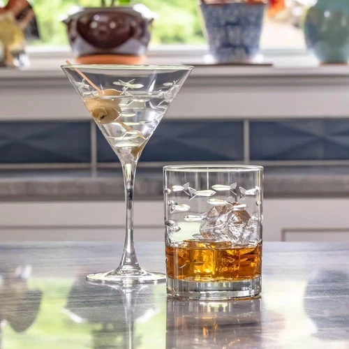 Rolf Glass School of Fish Old Fashioned Cocktail Glasses - Thumbnail 2