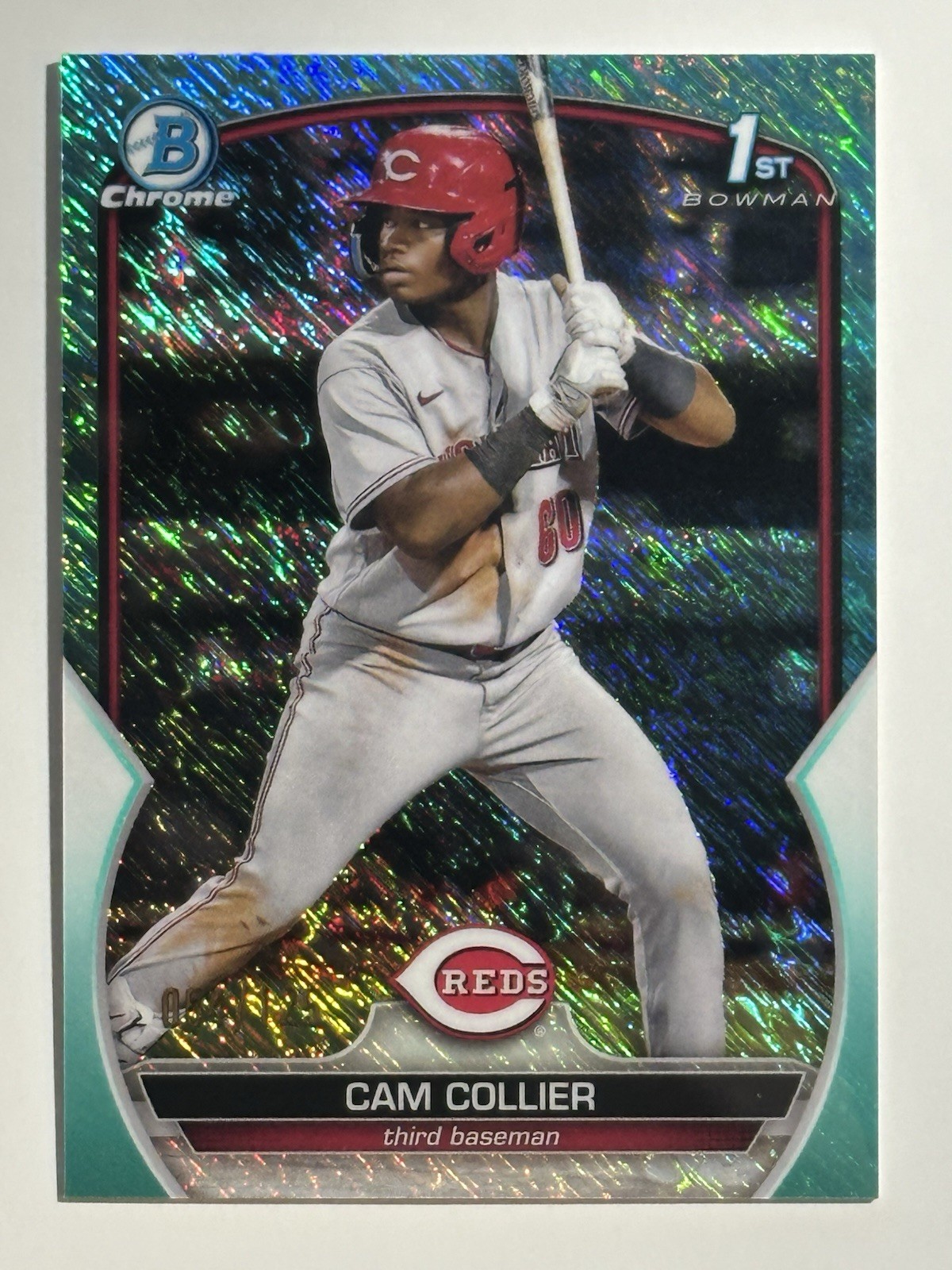 2023 Bowman Chrome 1st CAM COLLIER 054/125 AQUA SHIMMER #BCP-125 Reds Prospects