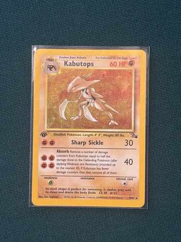 Pokemon Fossil Kabutops 9/62 1st Edition Holo MP