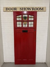 Reclaimed Old Edwardian Stained Glass Wooden Panel Front Door 2080 x 860mm