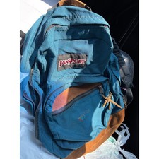 Vintage JanSport Backpack Teal Blue Suede Bottom Made in USA Canvas Daypack 90s