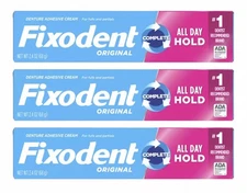 (Pack of 3) Fixodent Complete Original Denture Adhesive Cream 2.4 oz| Free Ship!