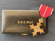 WWII 1940 Cased O.B.E Military King George V Sterling Silver Medal.