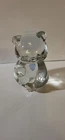 3 1/2" Vintage Fenton Clear/aquamarine heart glass bear-marked