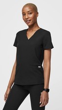 Figs Casma 3-Pocket Scrub Top Womens L Black ...