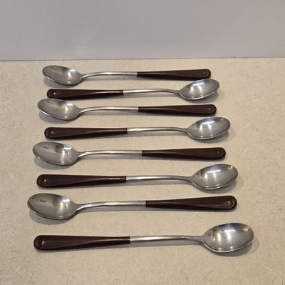 Vintage Ecko Epic Eterna Canoe Muffin 8 Iced Tea Spoons Forged Stainless