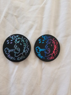 Vintage 1990s Hurlers Wackers Pog Slammers - Two Varients Of Hurl Girl