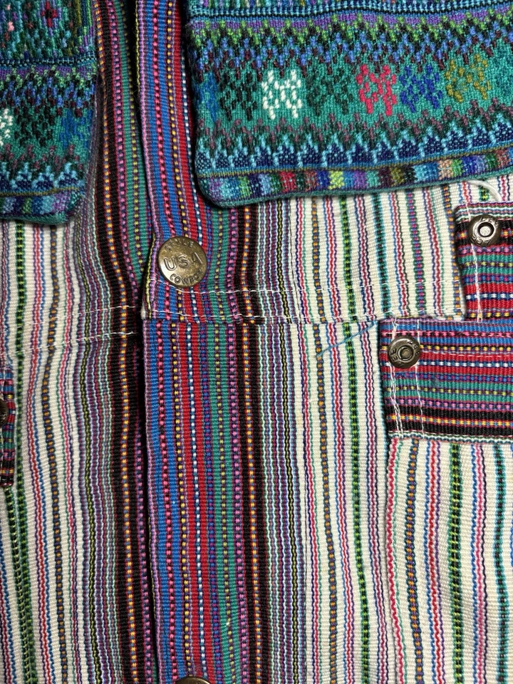 Tejido a Mano De Colección Años 70 Guatemalteco Textil Todos Santos Vaquero EE. UU. Camisa Azteca Cabaña Foto 4 de 4