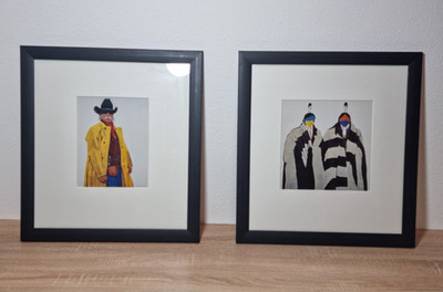 2 x Louis De Mayo Grafik Kunst Druck signiert Cowboy Indianer Native Indigen USA