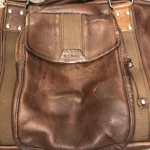 Bolso de Lona LL Bean Cuero Viaje Fin de Semana Marrón XL 19” Largo Limpio Difícil de Encontrar - Imagen 2 de 20