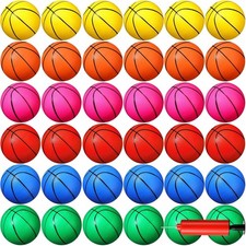 36 Pack 5 Inch Mini Basketballs with Pump PVC Durable Colorful Inflatable Rubber
