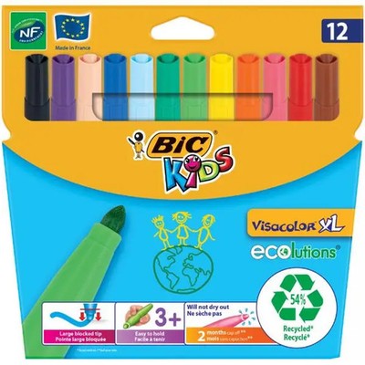 1-12x BIC KIDS Fasermaler Visacolor XL ecolutions, 12er Kartonetui