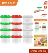 Food Storage Containers 8oz Plastic Meal Prep Bowls Airtight Stackable Reusable