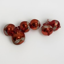 Vintage Christmas Baubles plastic shatterproof red gold x 6