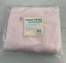 Vintage Almost Perfect Fleece Receiving Baby Blanket Pink Made In USA