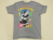 Tyrannosaurus Rocks Graphic Print Short Sleeve T-Shirt Youth XXL 18 Gray