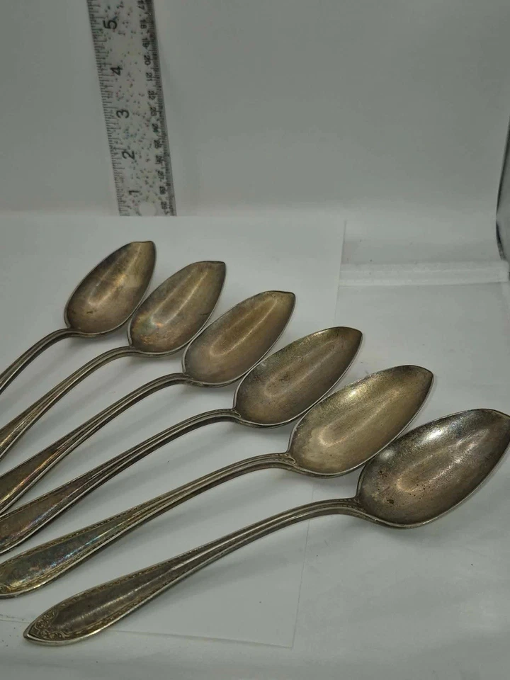 Антикварный набор ложек - 6 посеребренных ложек дизайн Oneida Community Sheraton - Изображение 4 из 4